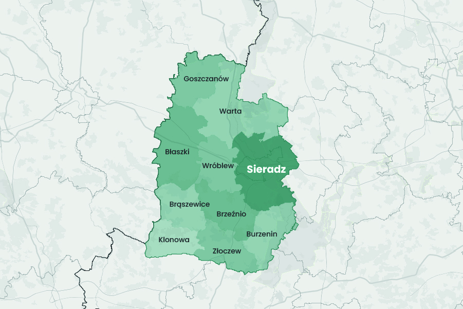 Rewir działania kancelarii komorniczej nr 6 w&nbsp;Sieradzu - komornik Beata Balcerzak - Pawlak